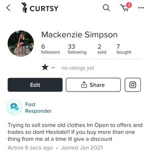 I’m selling a bunch of clothes on the app curtsy